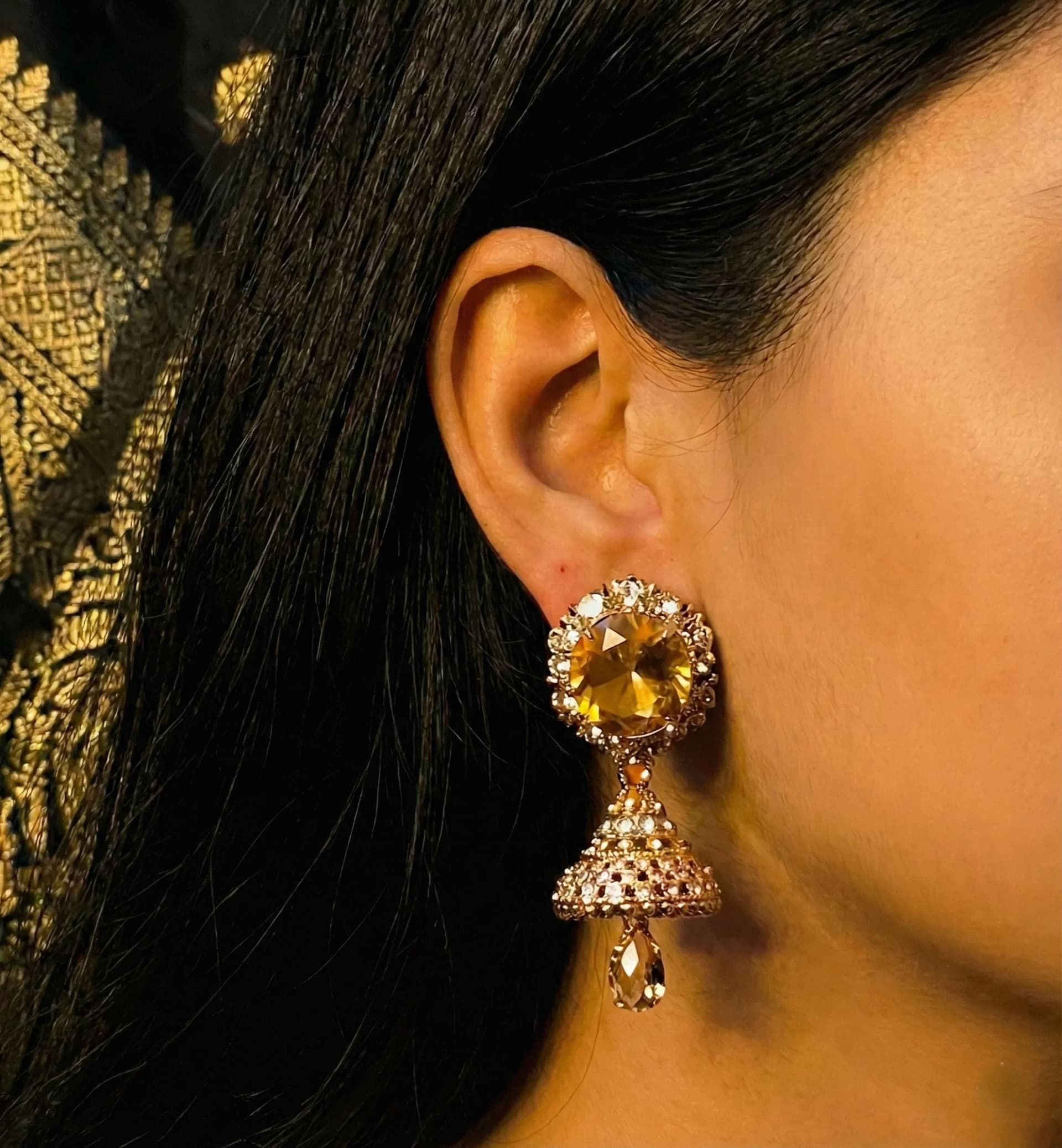 Amber Stone Gold Jhumkas packshot