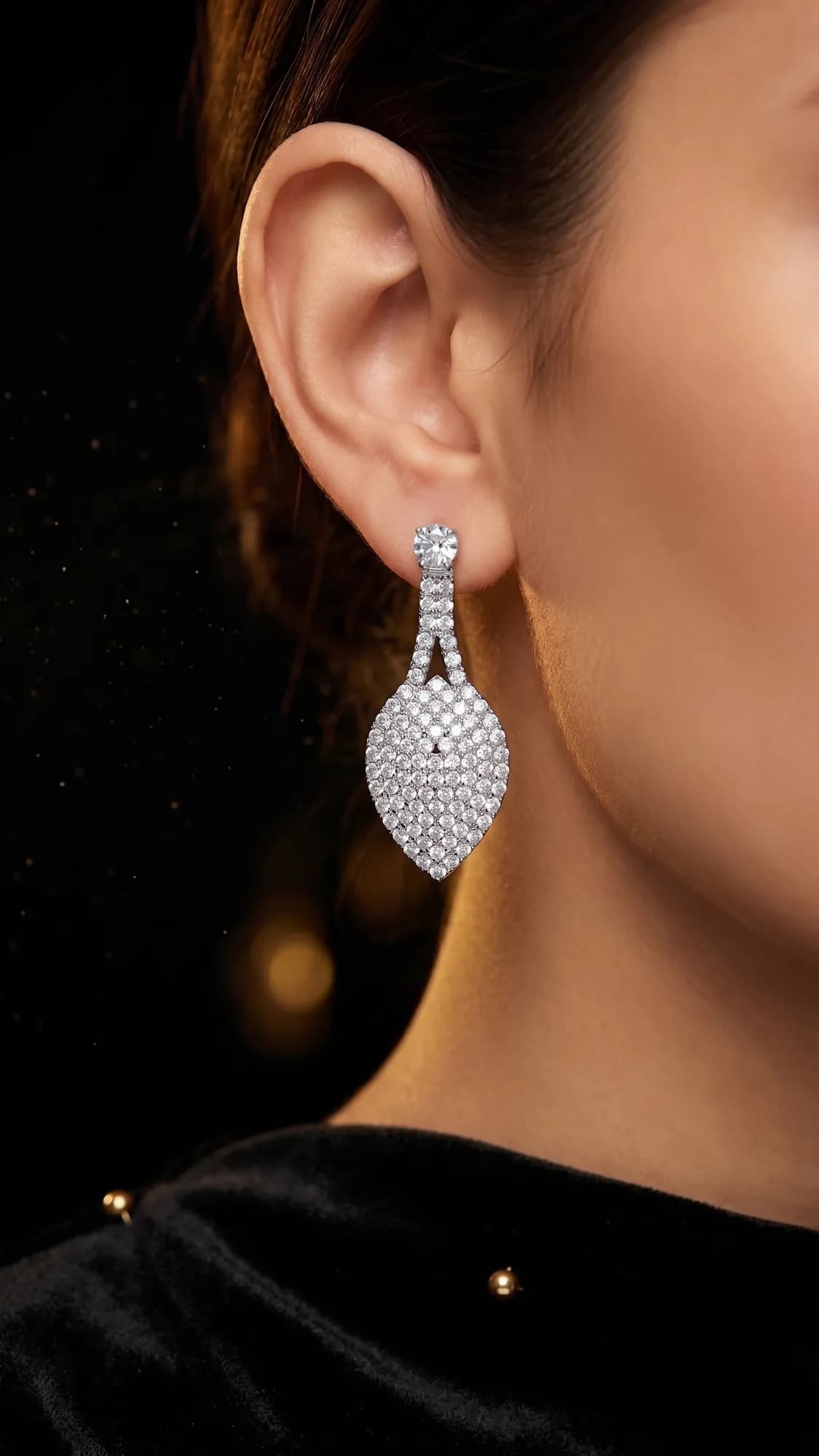 Crystal Leaf Drop Earrings packshot