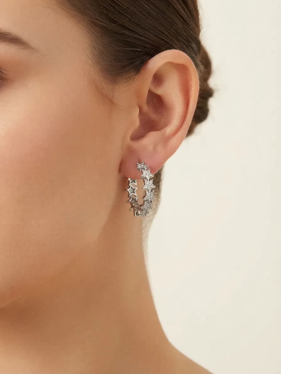 Pavé Star Hoop Earrings packshot
