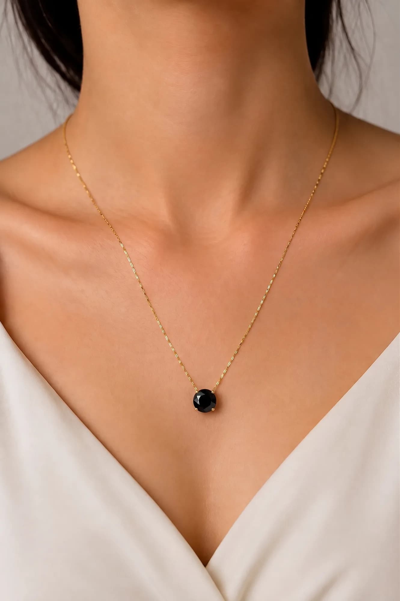 Solitaire Gemstone Necklace – Single Stone Pendant with Fine Chain image