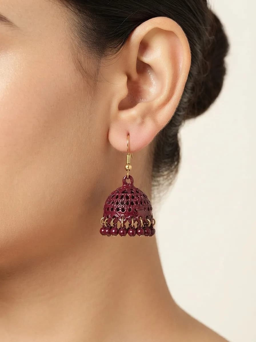 Enameled Filigree Jhumka Earrings packshot