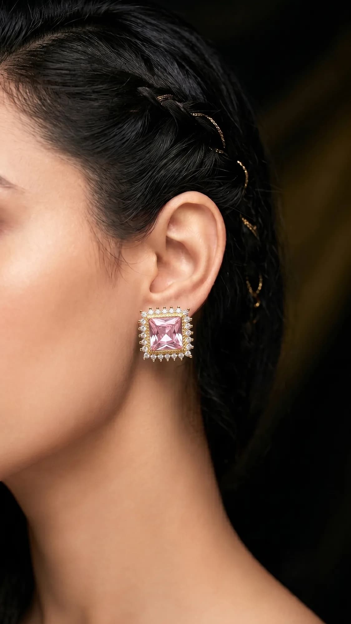 Regal Square Halo Stud Earrings packshot