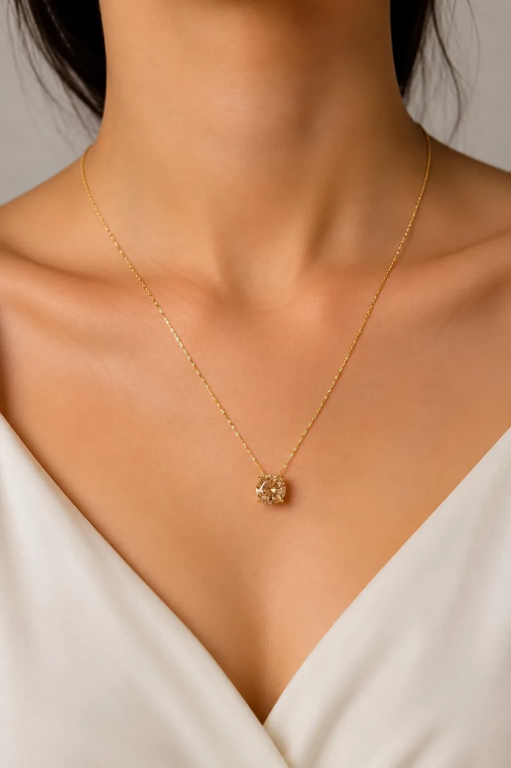 Solitaire Gemstone Necklace – Single Stone Pendant with Fine Chain image
