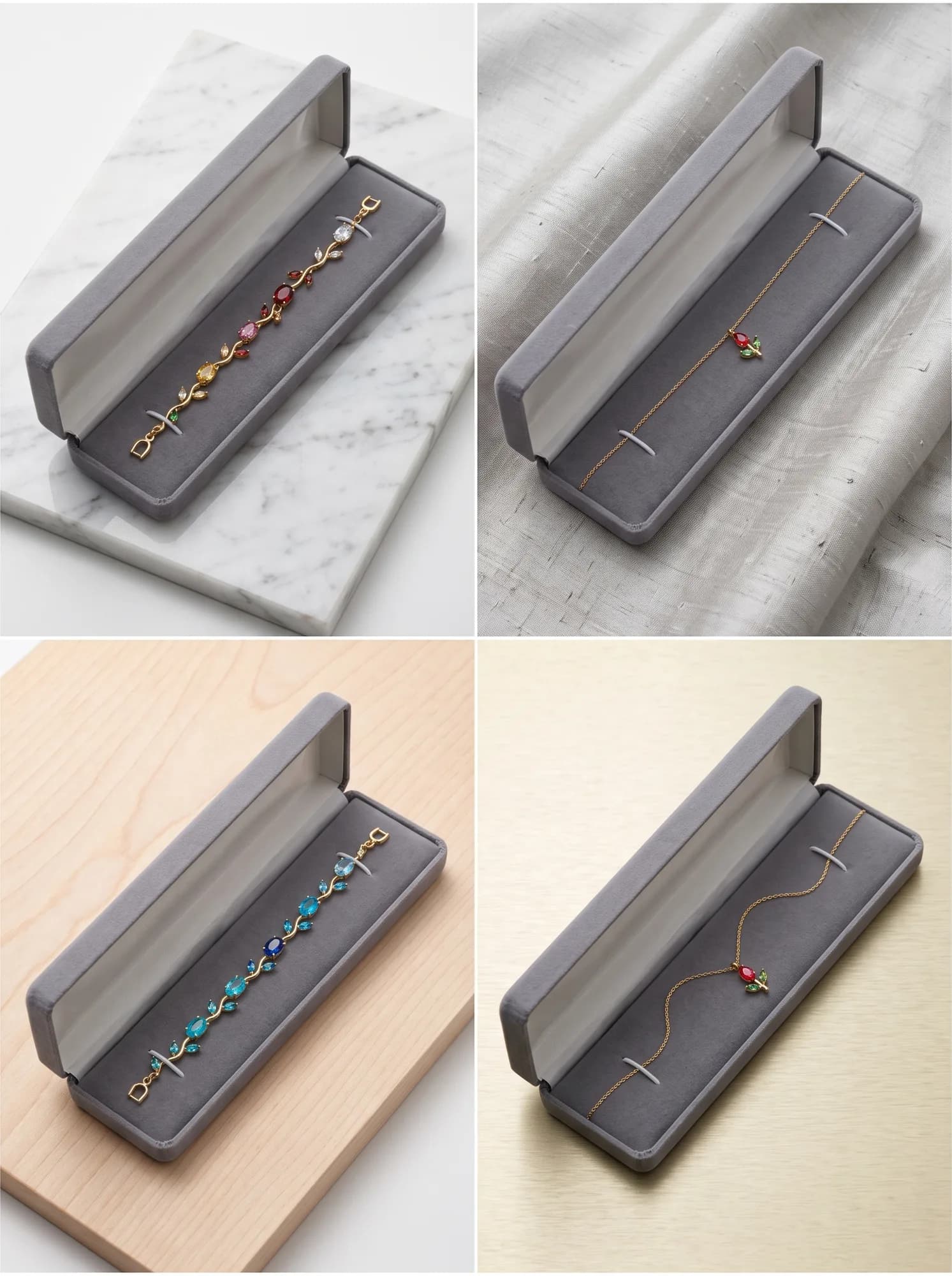 Grey Velvet Gift Box – For Necklace & Bracelet image