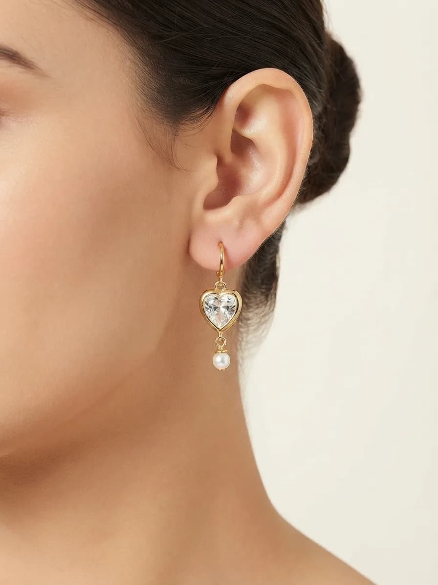 Gold-Tone Heart Pendant Dangle Earrings packshot