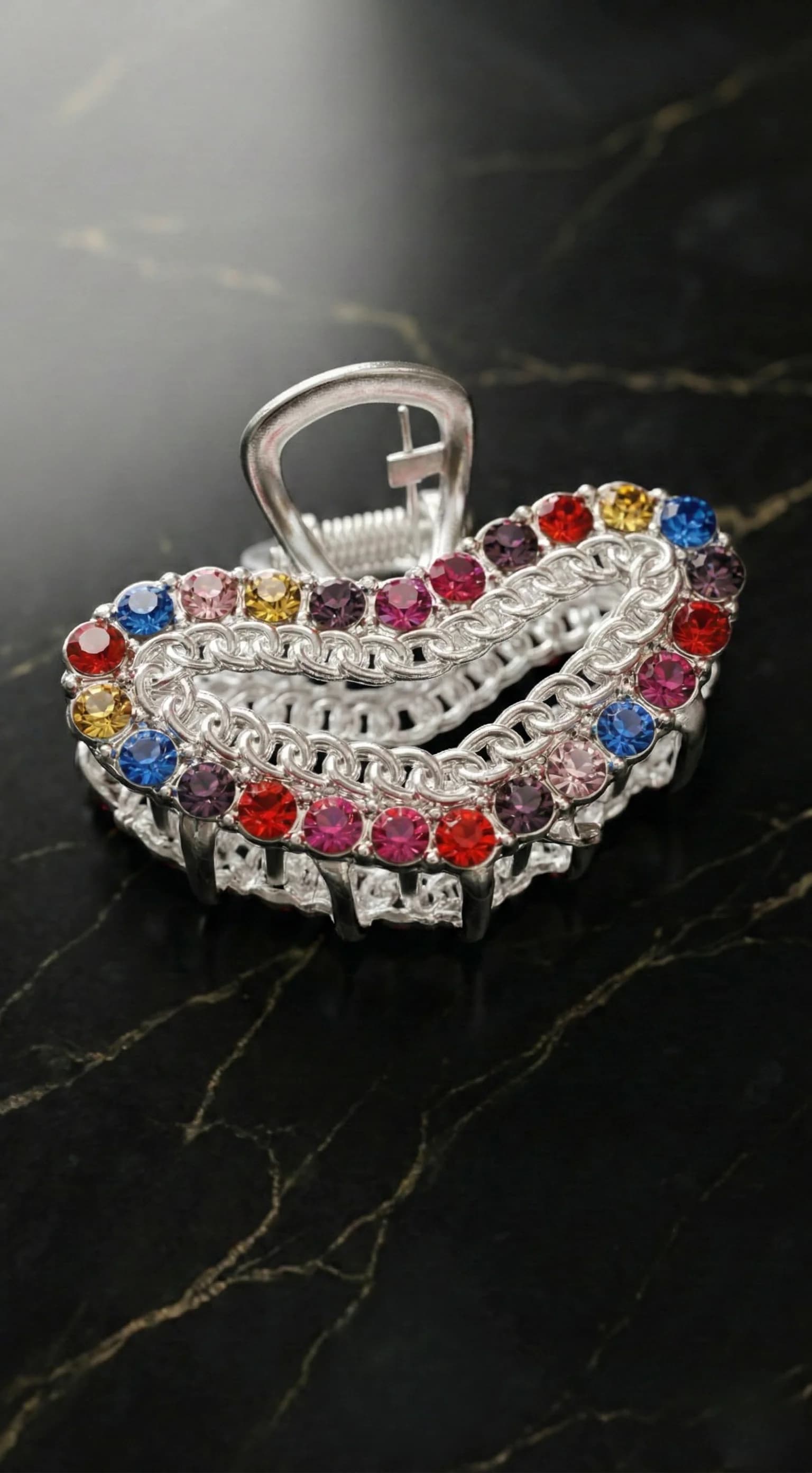 Crystal Heart Chain Claw Clip packshot