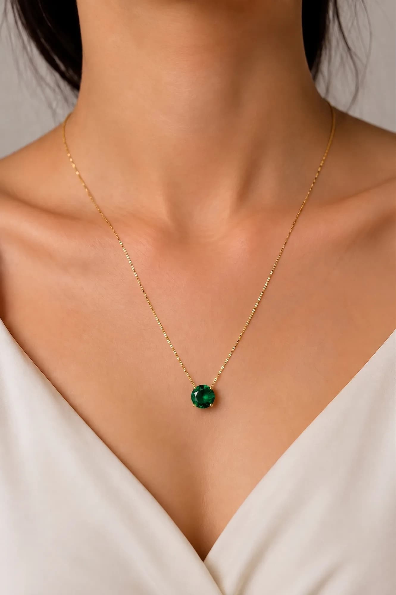 Solitaire Gemstone Necklace – Single Stone Pendant with Fine Chain image