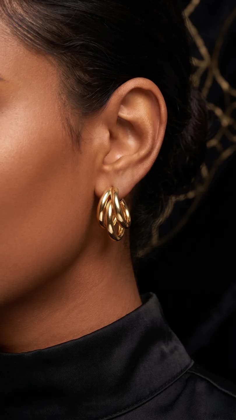 Triple Layer Gold Hoops packshot