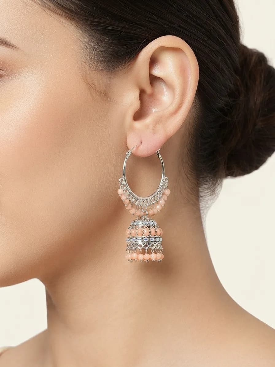Chandbali Oxidized Silver Hoop packshot