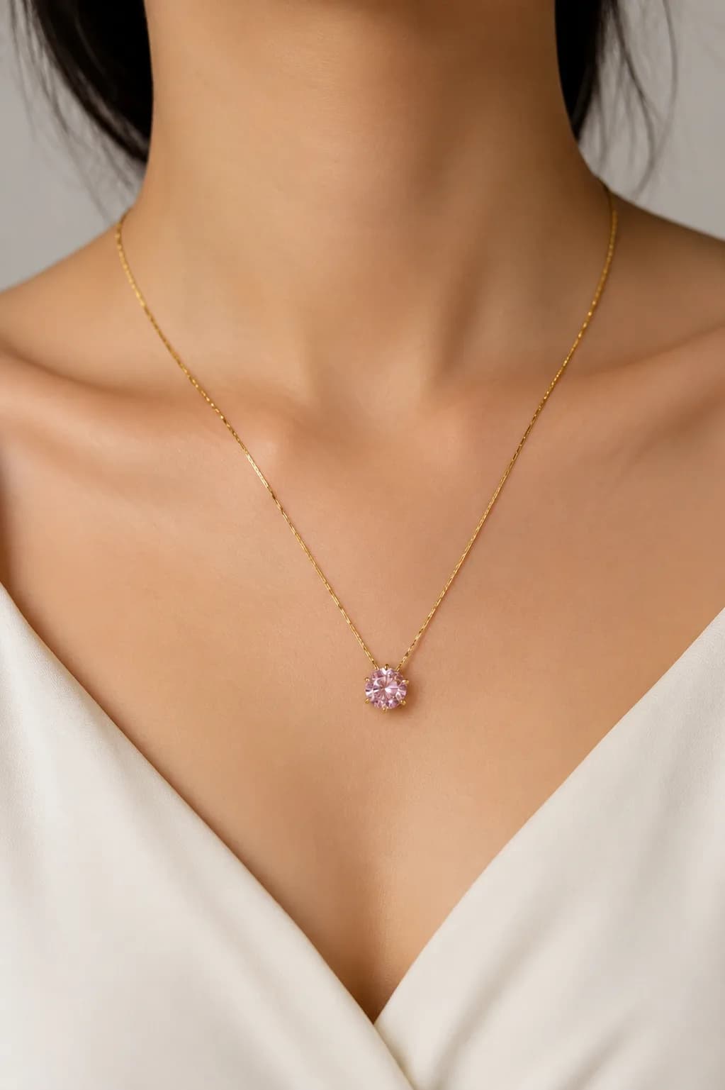 Solitaire Gemstone Necklace – Single Stone Pendant with Fine Chain packshot