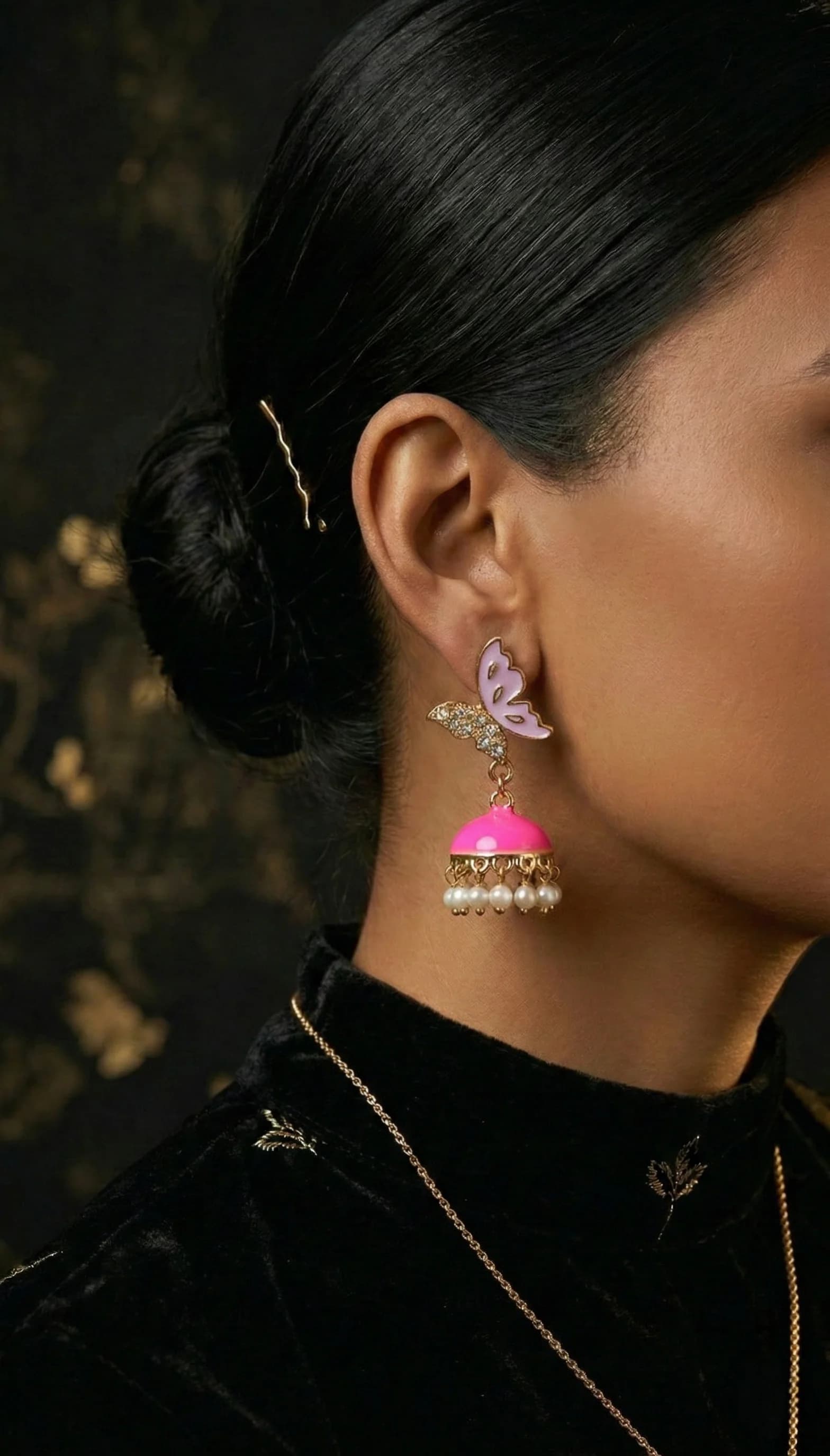 The Enamel Butterfly Jhumkas image
