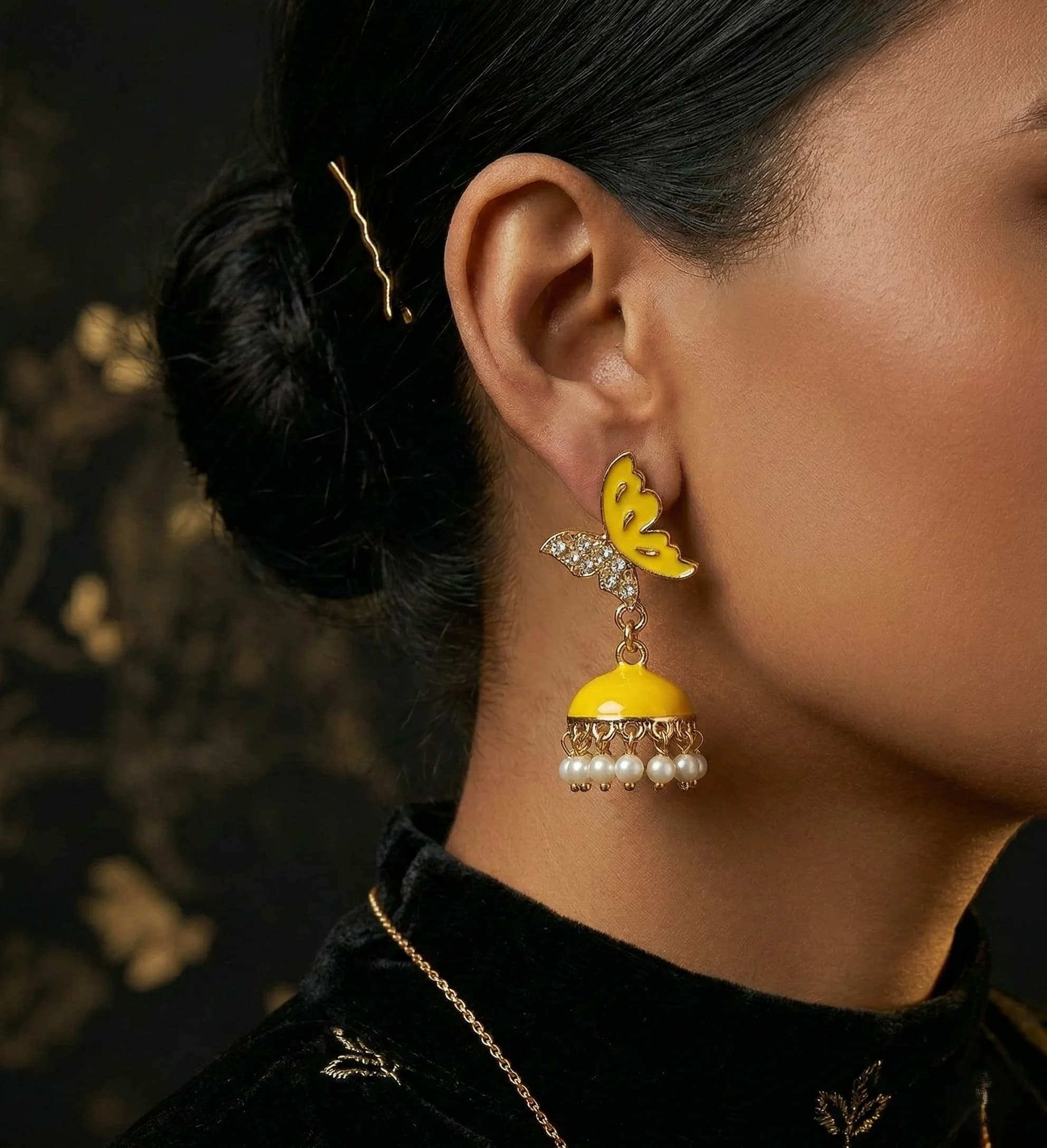 The Enamel Butterfly Jhumkas image