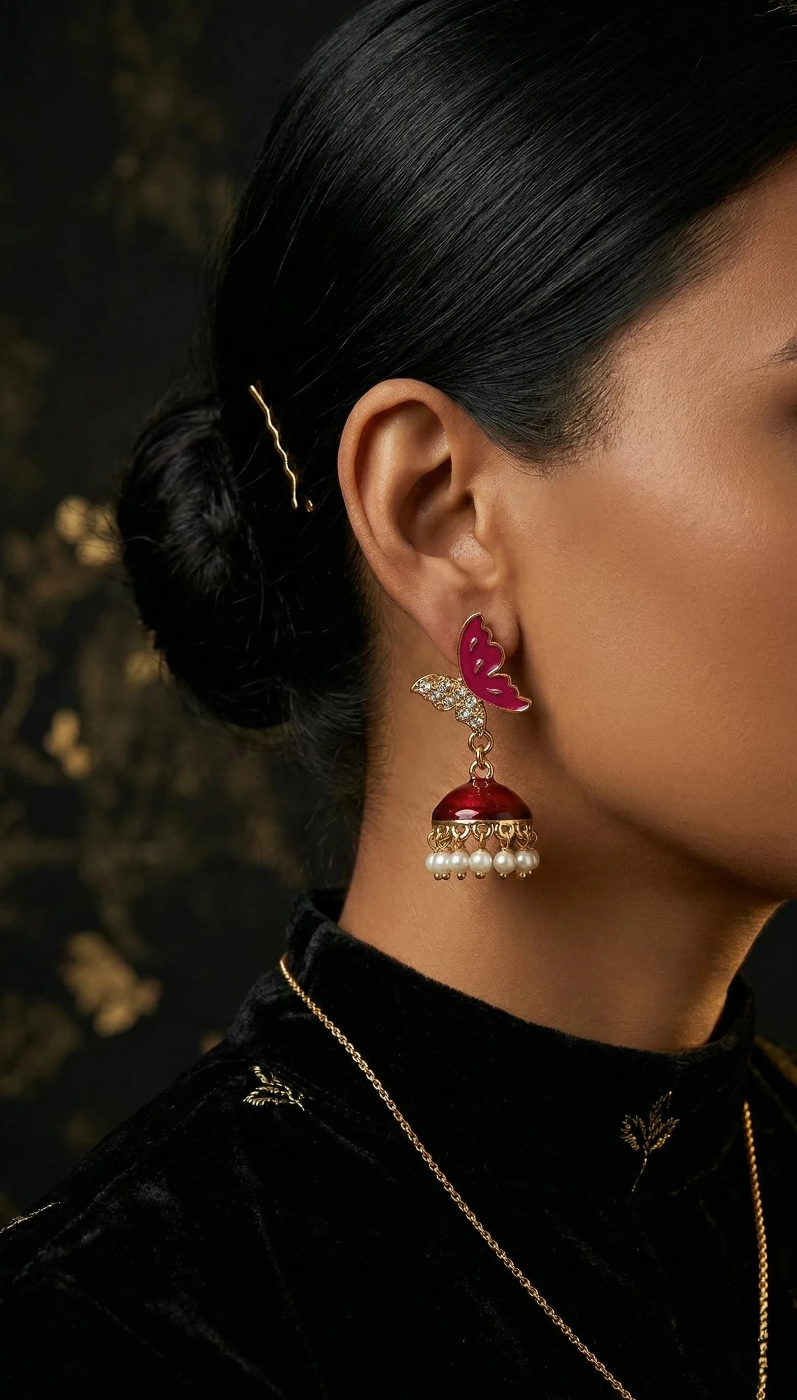 The Enamel Butterfly Jhumkas image