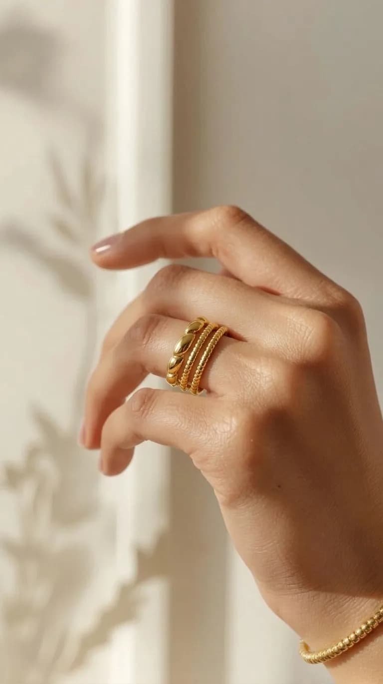 Trio Gold Stacking Ring Set packshot
