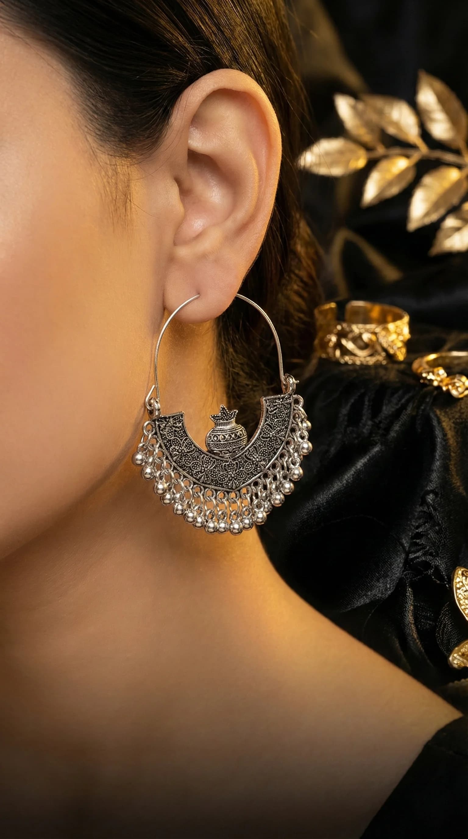 Vintage Silver Crescent Hoops packshot